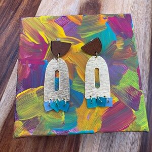 Gold and Brown Geometric Earrings